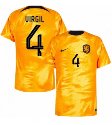 Holland Virgil van Dijk #4 Hjemmebanetrøje VM 2022 Kort ærmer